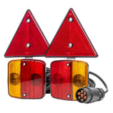 Magnetic trailer light set with triangular reflectors