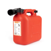 Rode kunststof brandstofjerrycan van 5 liter met trechter