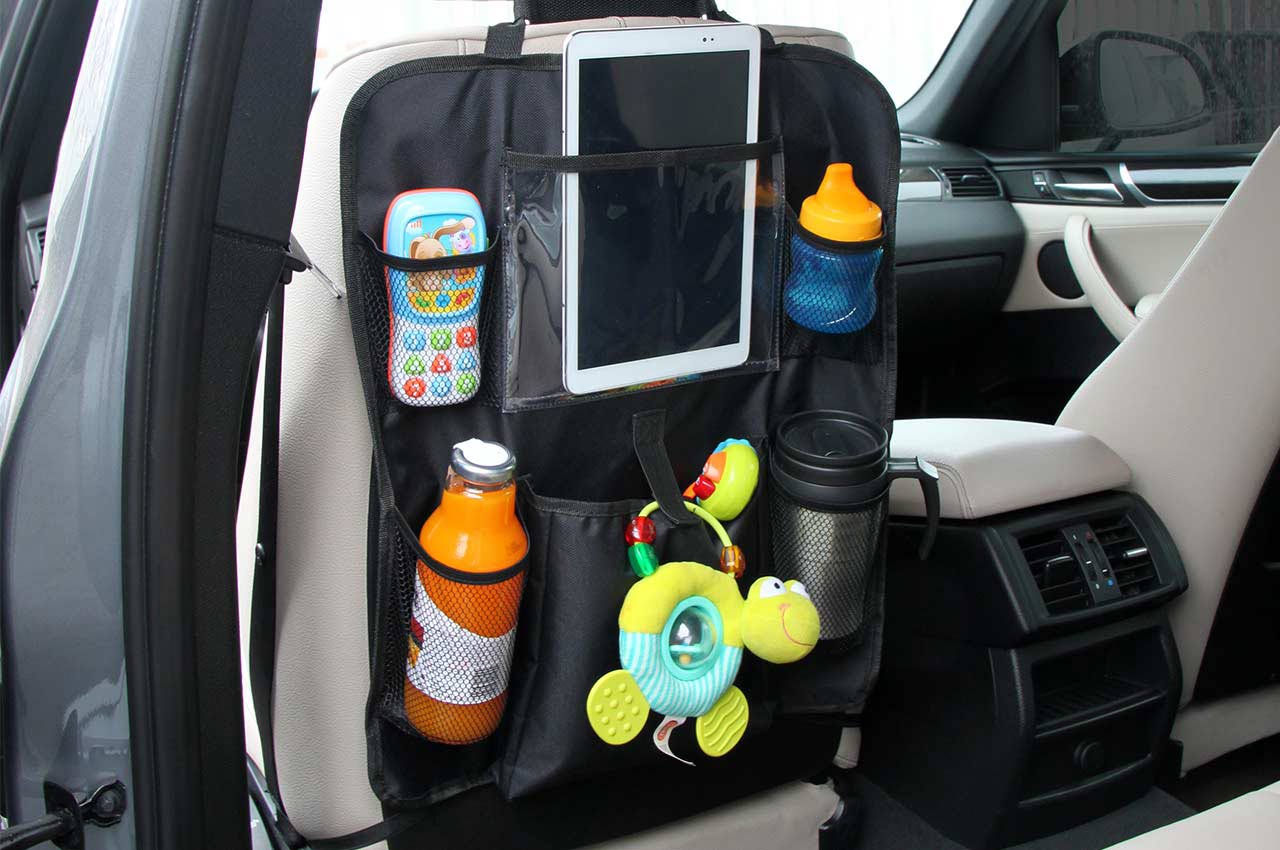 Organizador de asiento con bolsillo para tablet y 6 bolsillos de diferentes tamaños