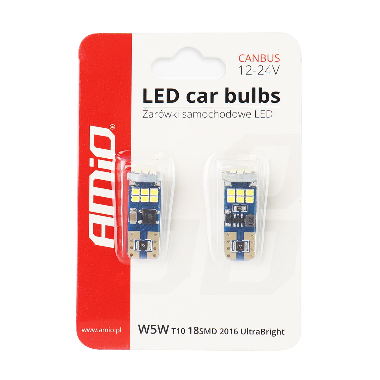 LED-lamp T10e W5W met afmetingen van 25 x 10 mm