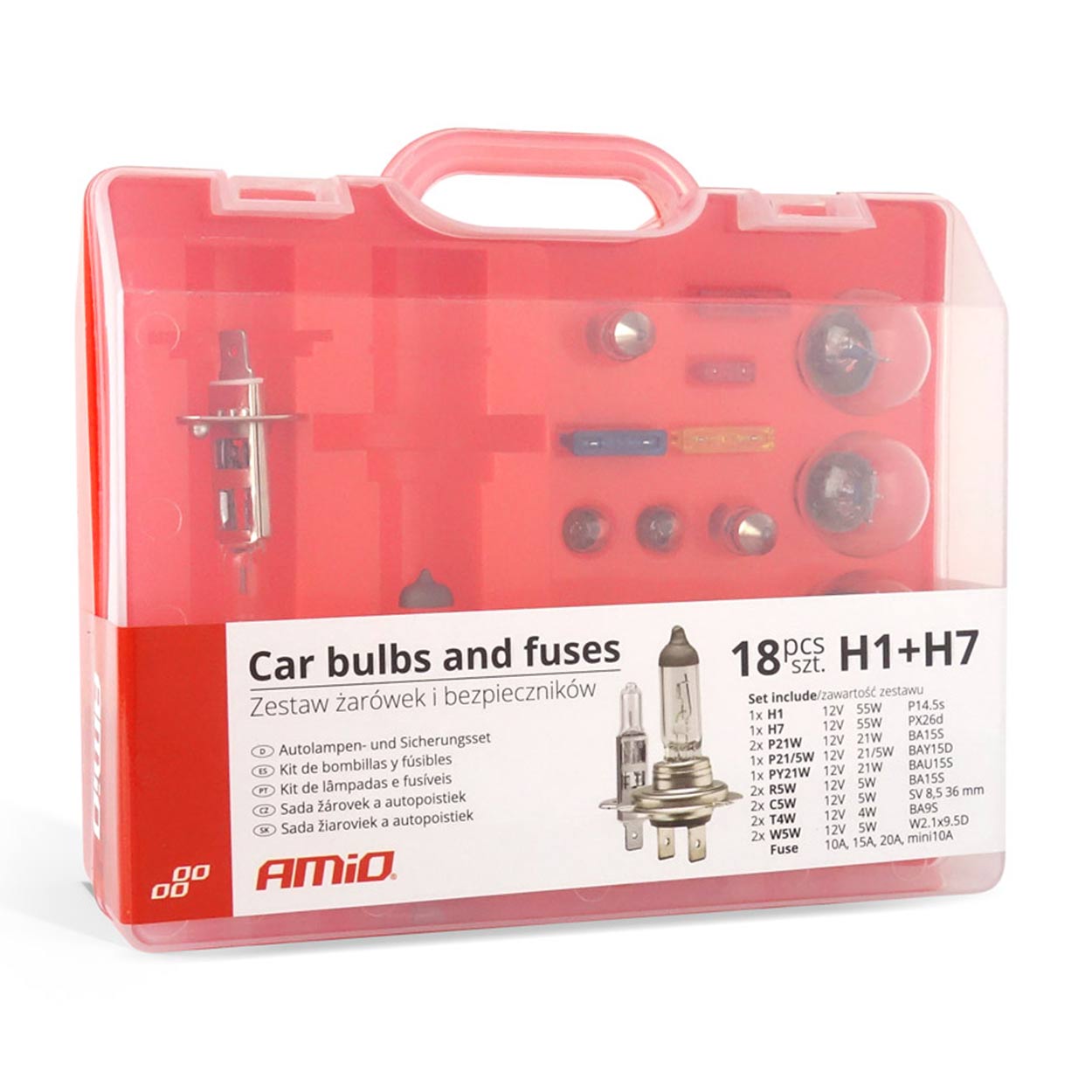 Kit d’ampoules avec ampoules H1 et H7, ainsi que les autres ampoules et fusibles