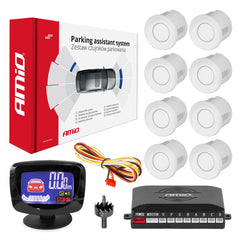 Sistema de assistência ao estacionamento com visor LED-GRAF e sensores brancos