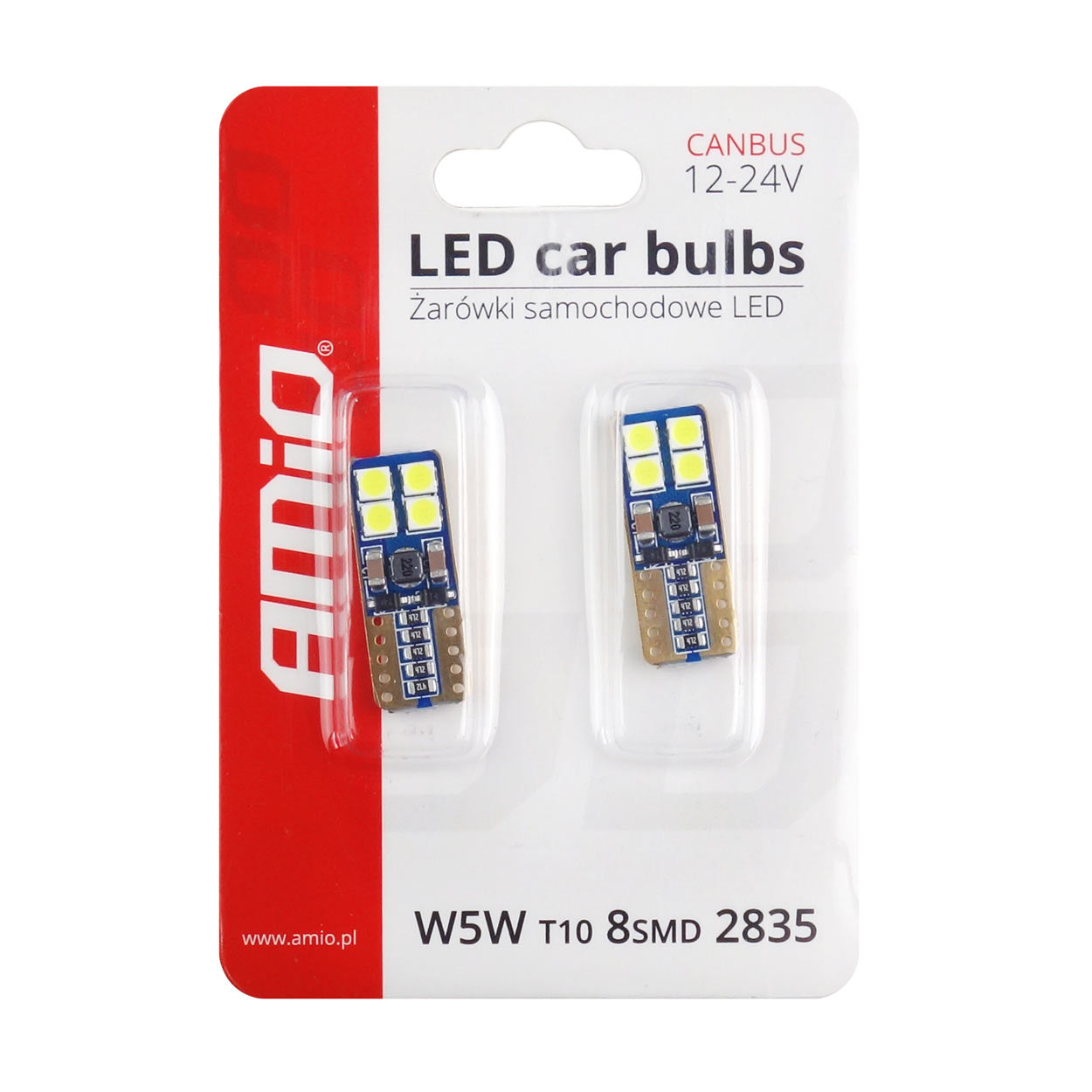 T10 W5W LED bulb with 2 W power and dimensions of 25 x 10 mm