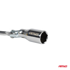 Llave para bujías con doble articulación y mango antideslizante
