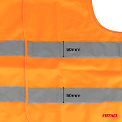 Orange reflexväst med grå reflexband