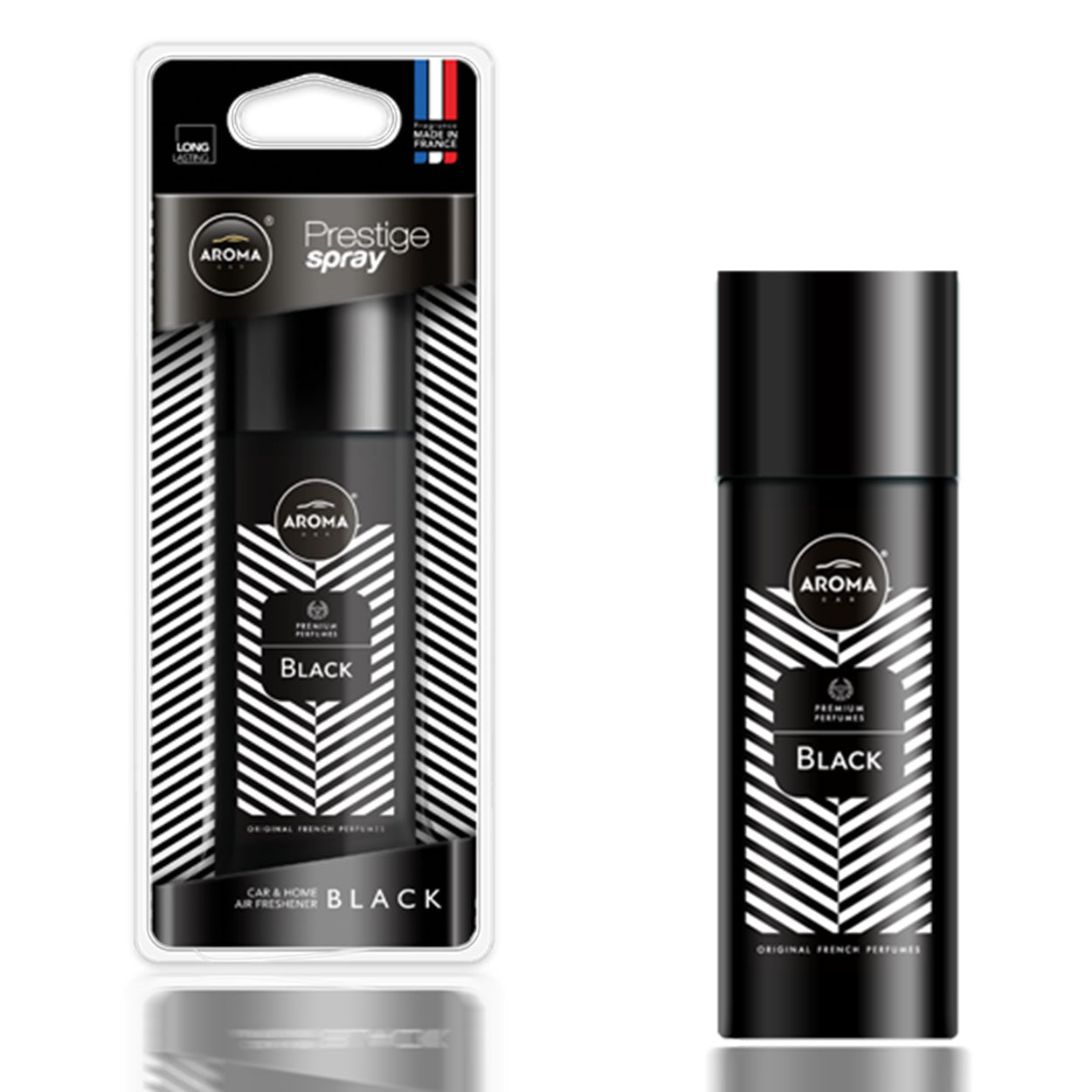 Aroma Prestige Spray Black car air freshener in a 50 ml spray bottle