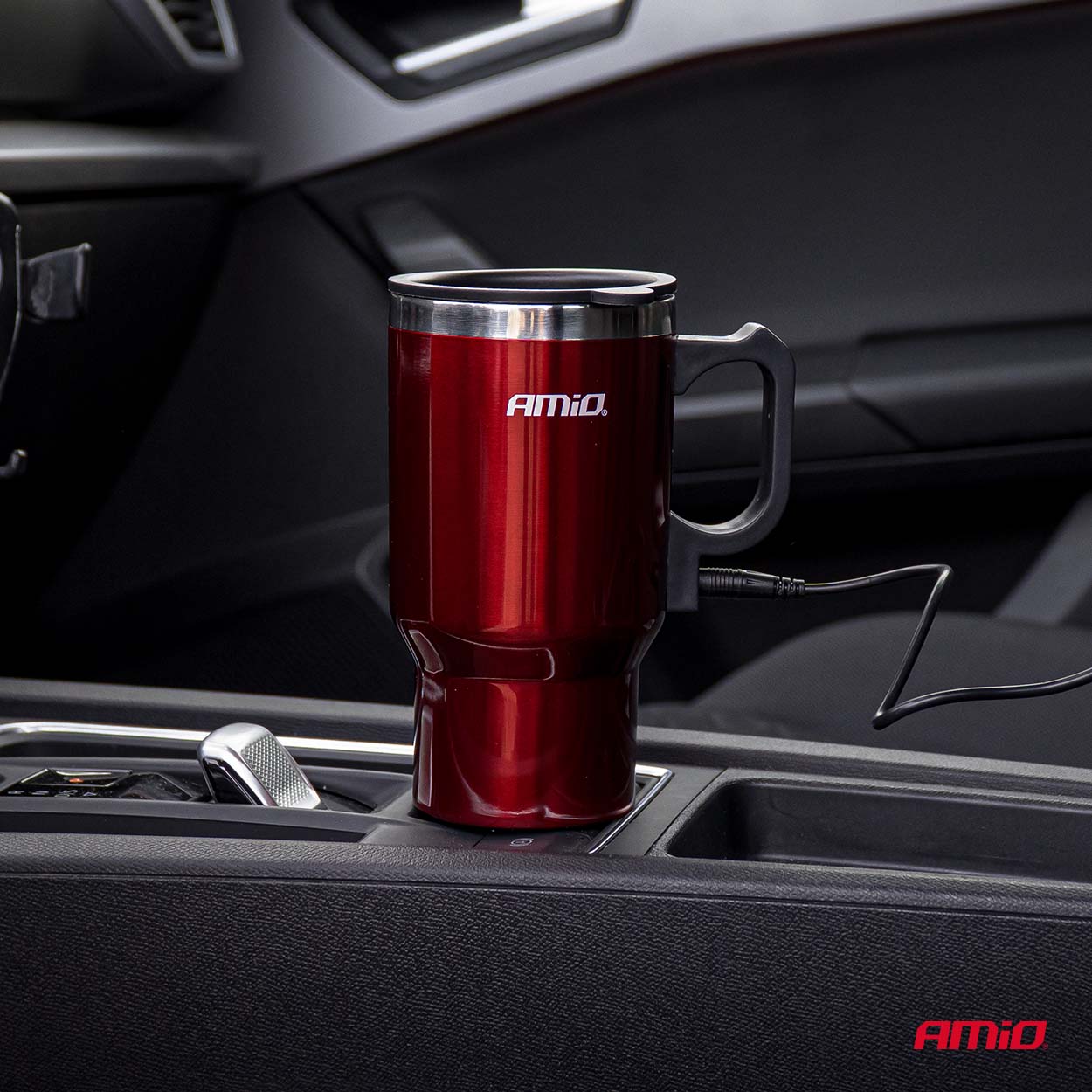 Hervidor para coche de 12 V y taza en color rojo