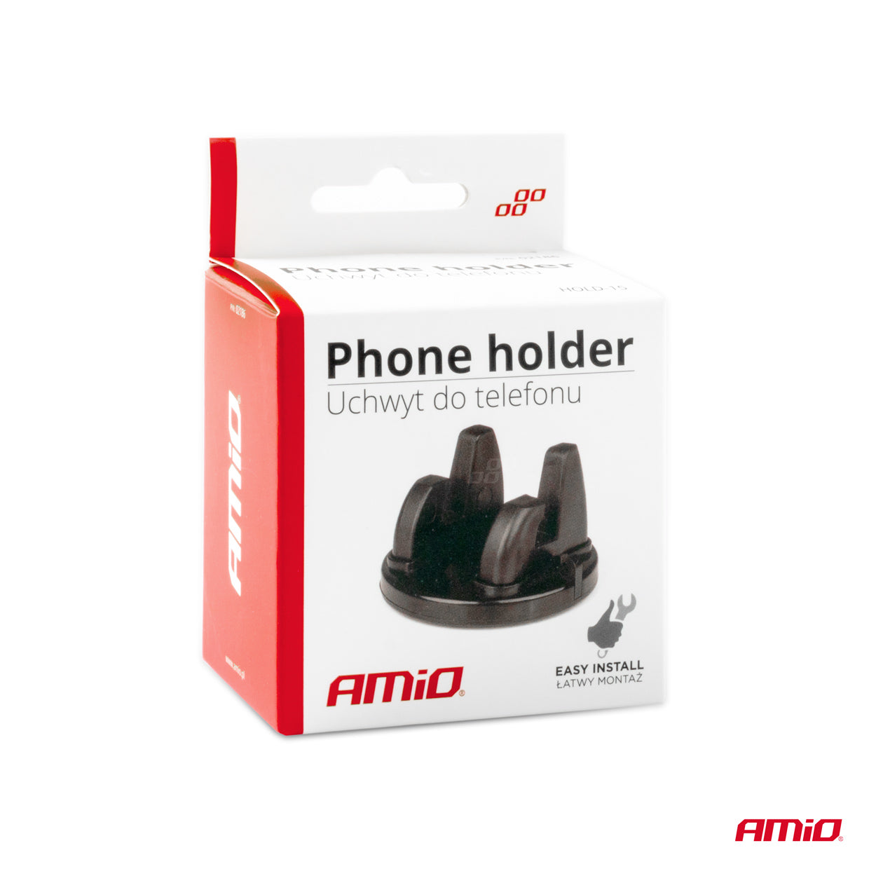 Phone holder with rubber parts for dashboard mounting
