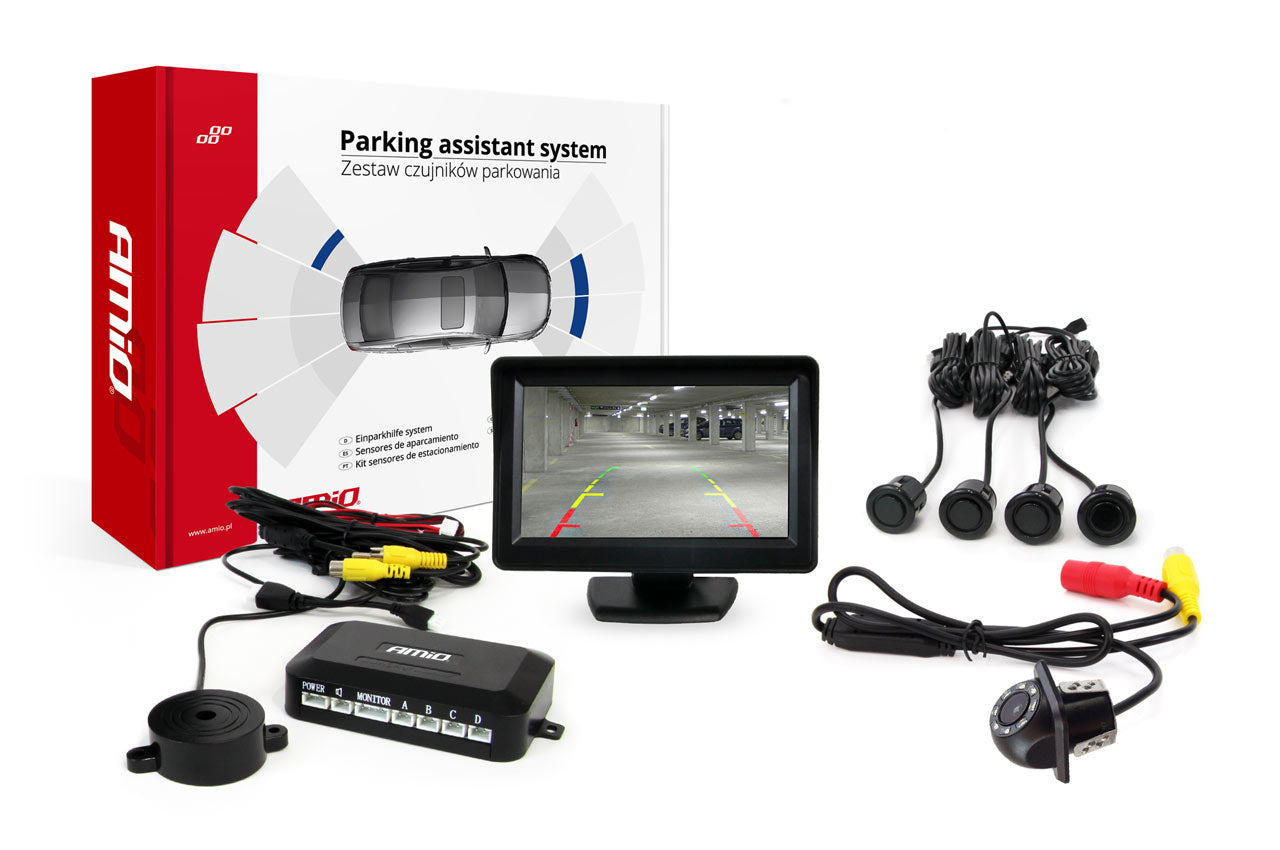 Parkeringsassistent med 4,3-tommers TFT-display og fire sensorer