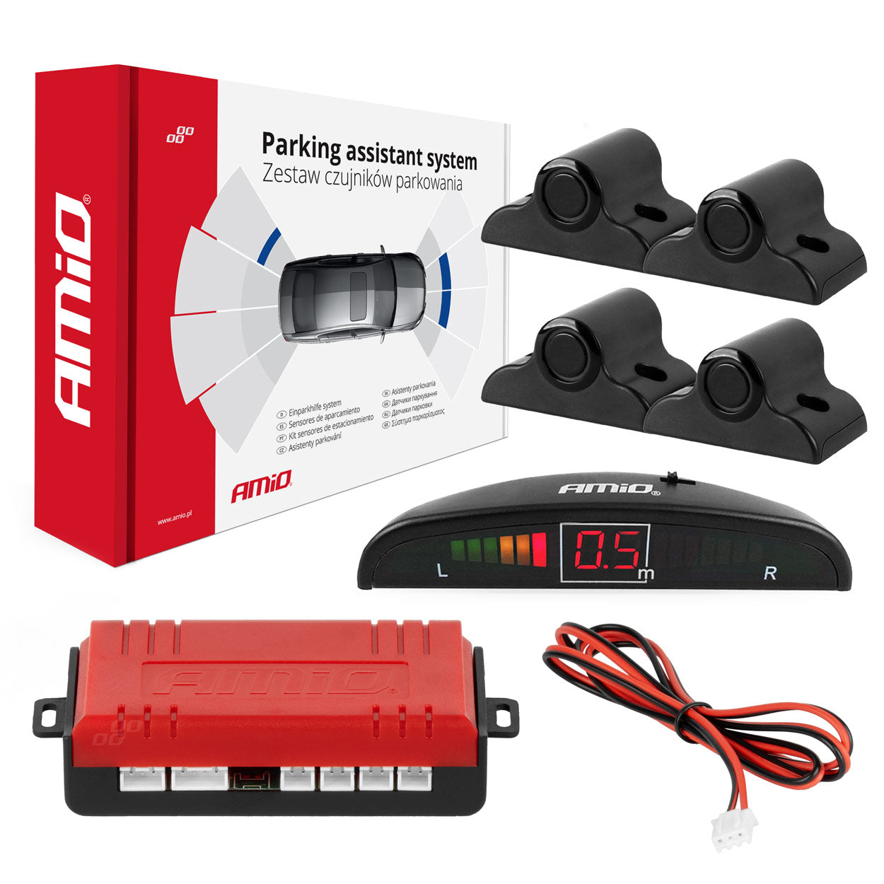 Parking system with LED display and four black TRUCK sensors