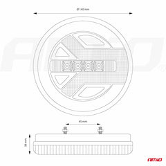 Kombineret LED-baglygte med mål Ø140 x 38 mm