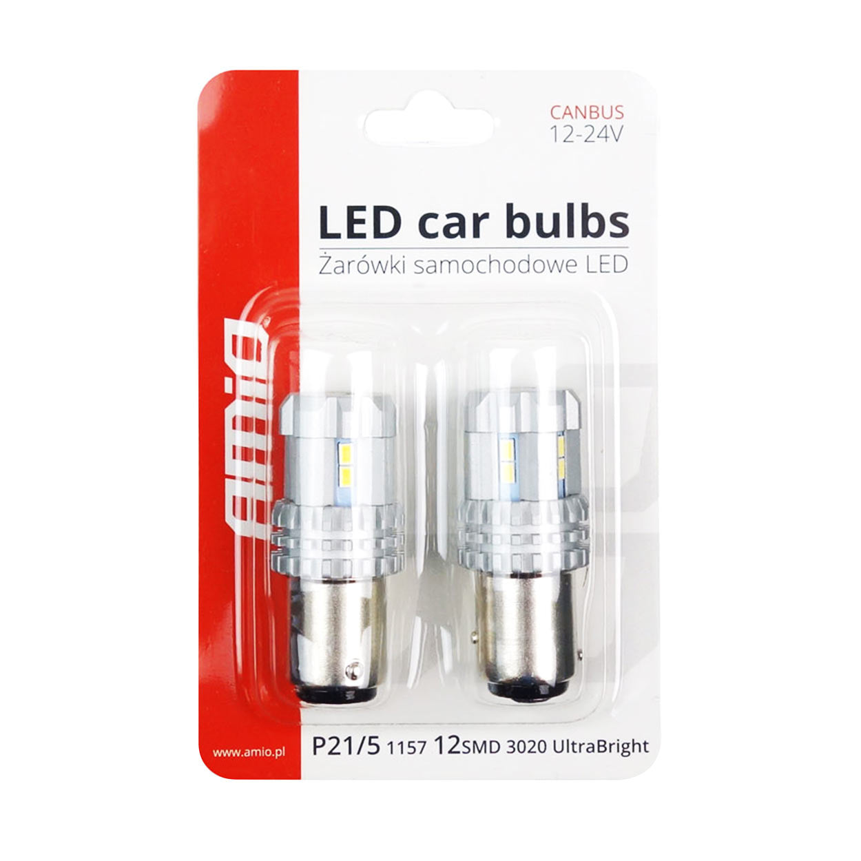 Vit LED-lampa med BAY15D-sockel
