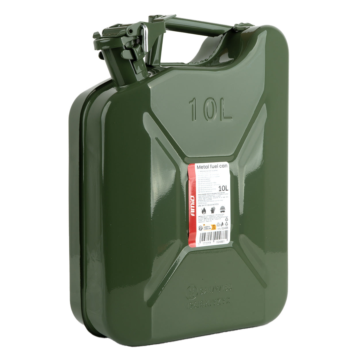 Bidón metálico verde para combustible de 10 litros