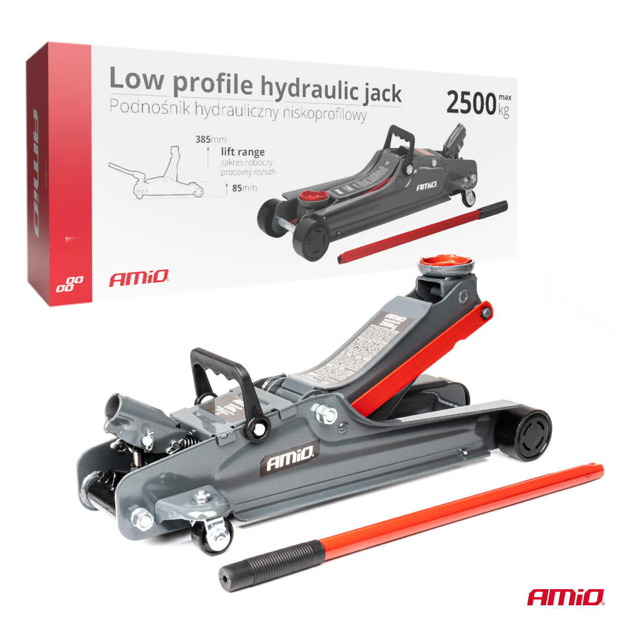 Lavprofil hydraulisk donkraft i sort