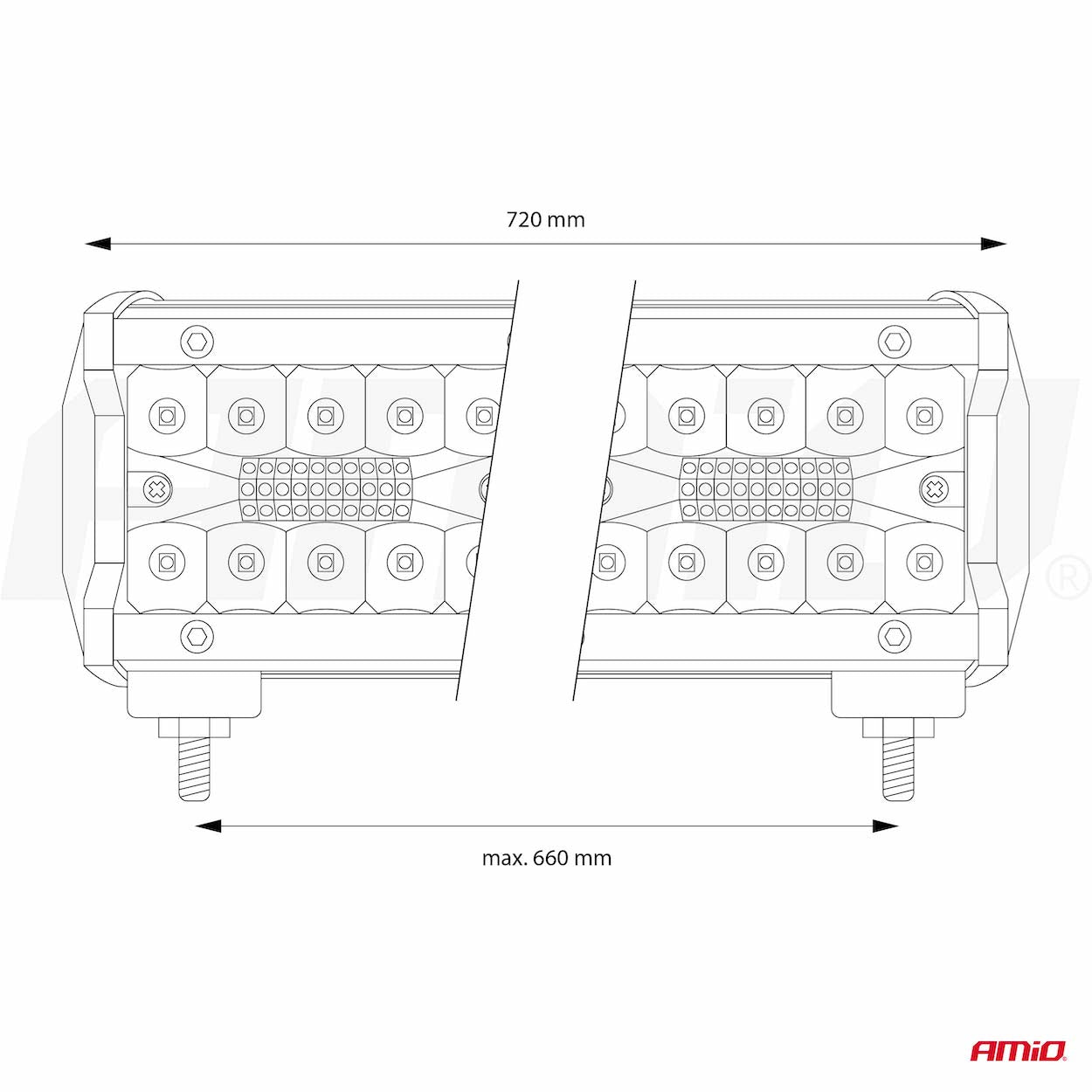 Barra luminosa da lavoro LED AWL30 con componenti di montaggio