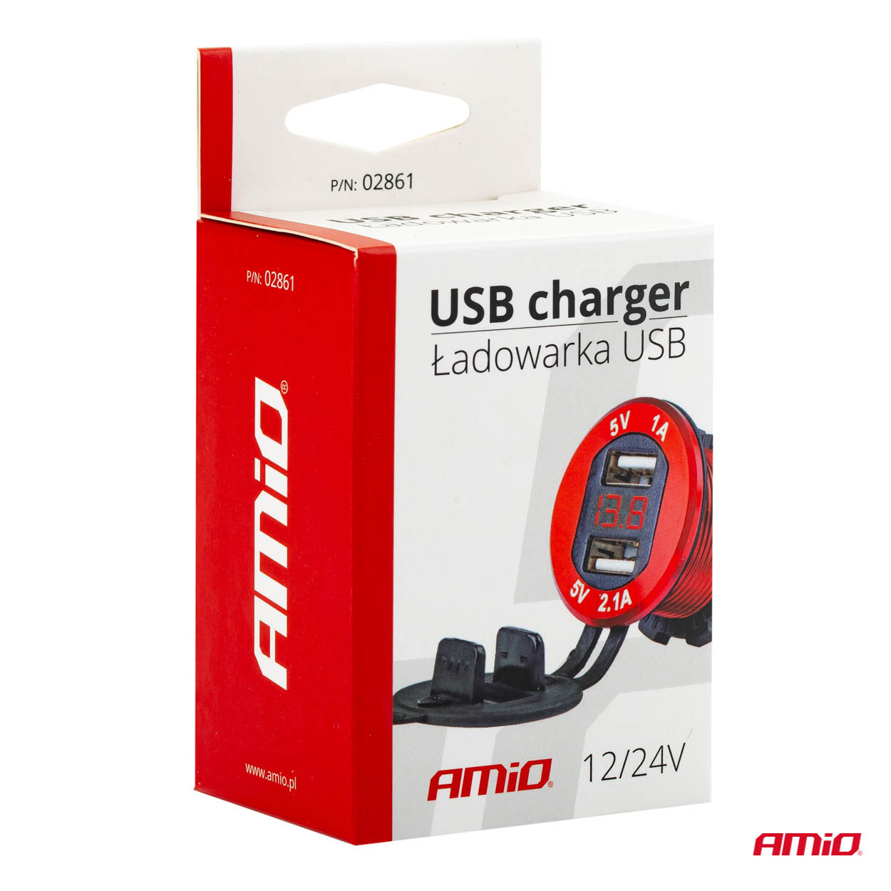 Cargador USB con voltímetro e iluminación roja