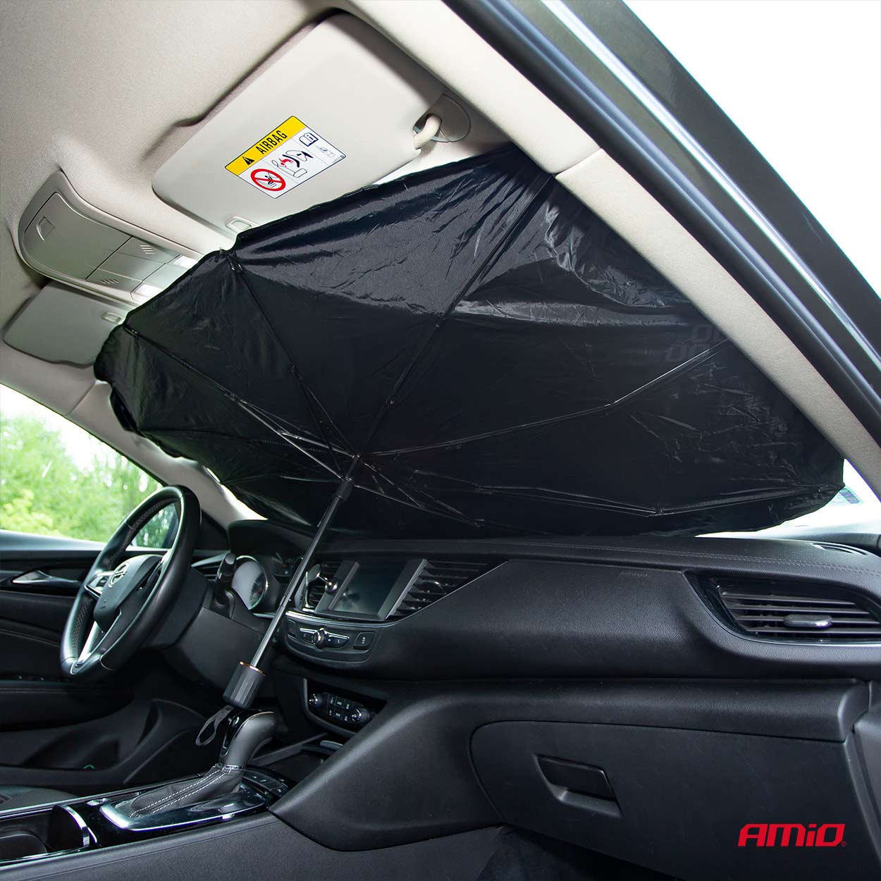 Foldable car sunshade with umbrella design
