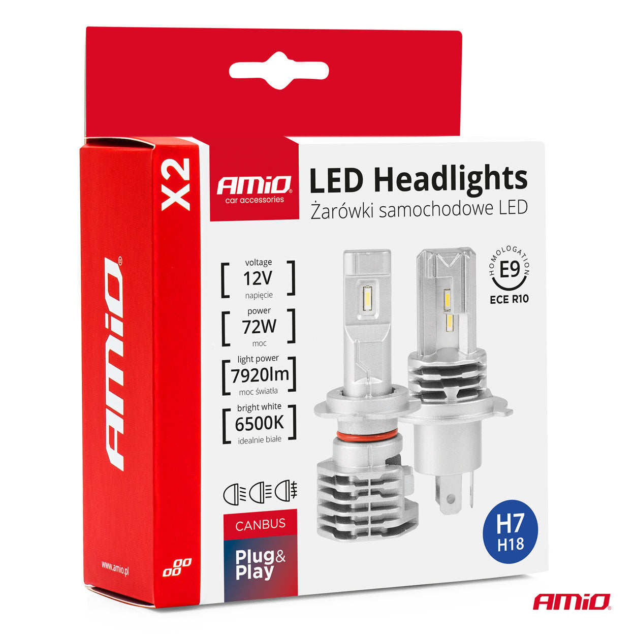 Kit de deux ampoules de phare LED H7