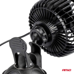 Čierny ventilátor do auta so 6-palcovou vrtuľou