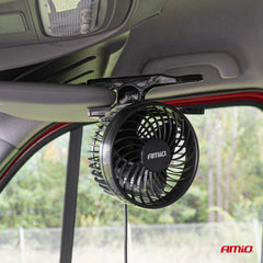 Ventilador de coche negro con pinza de montaje