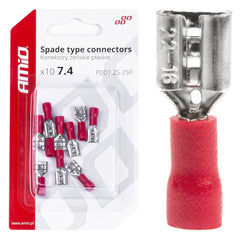 Røde isolerede hun-spadestik 7,4 mm