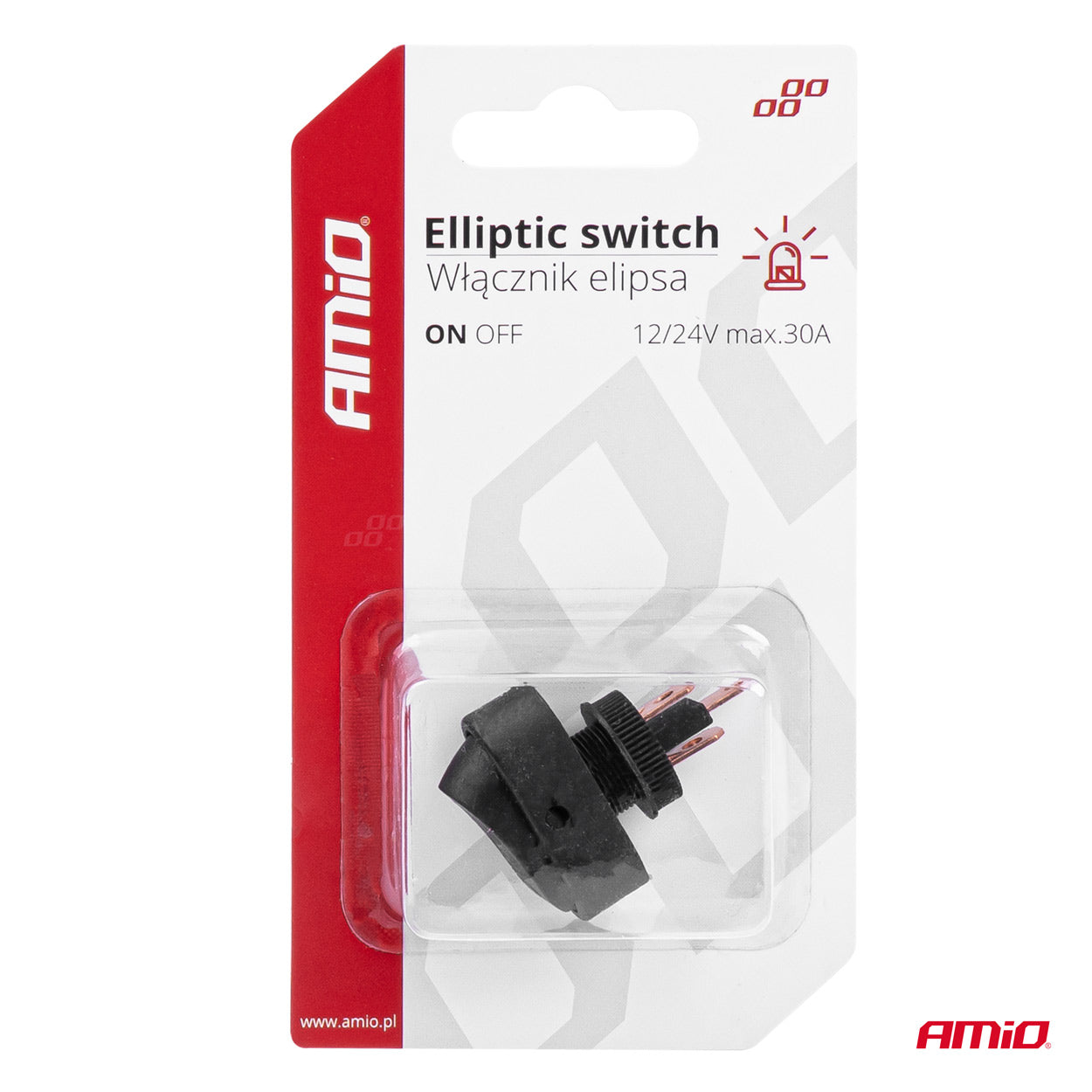 Oval 12/24 V switch with LED lighting