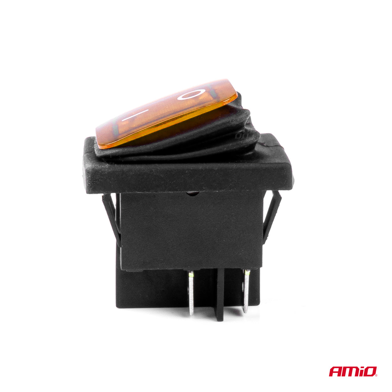 Rectangular ON-OFF switch with yellow illumination