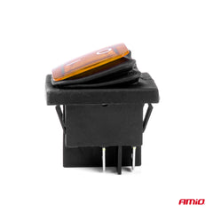 Rectangular ON-OFF switch with yellow illumination