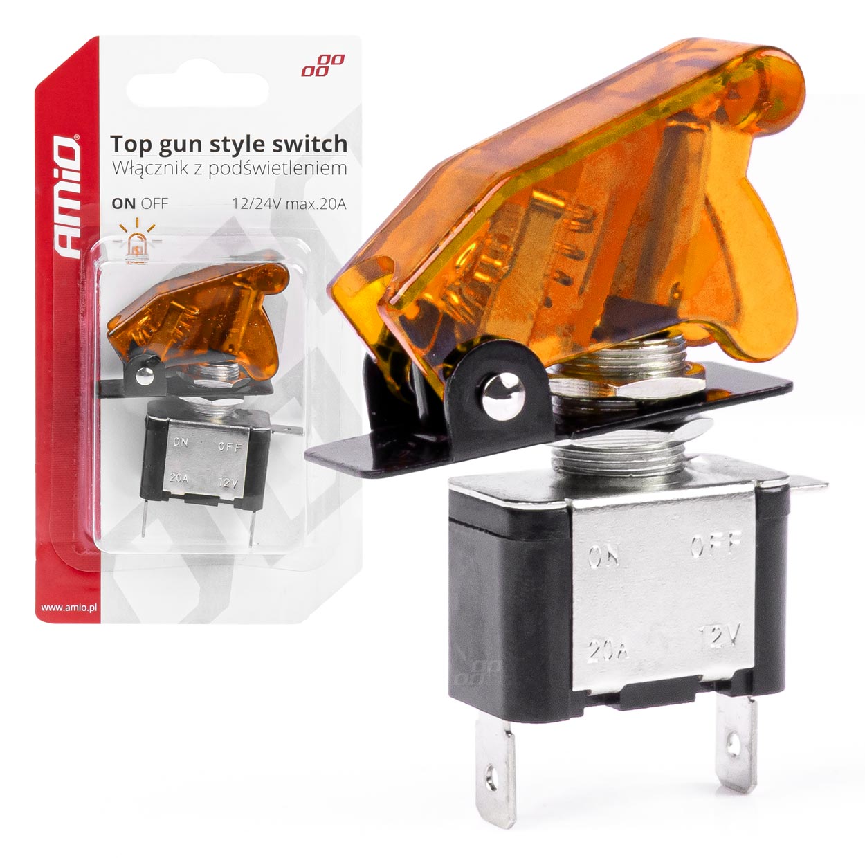 Interruptor basculante con luz naranja para 12/24 V