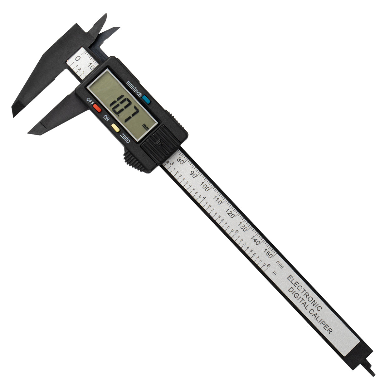 Calibre digital con pantalla LCD y rango de medición de 0 a 150 mm