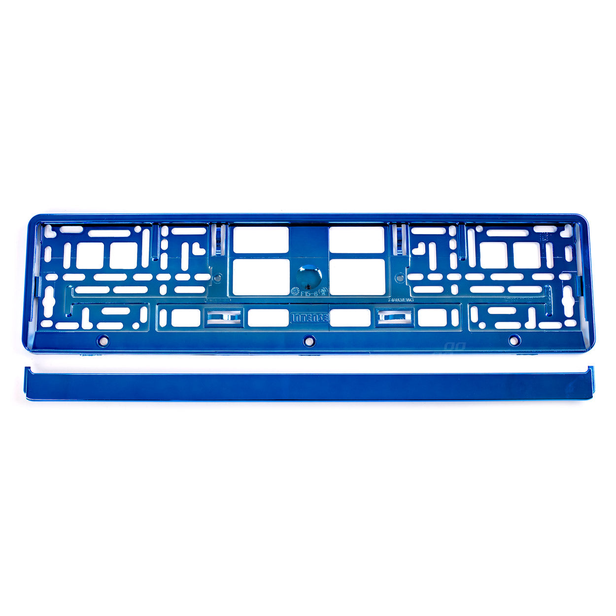 Moldura de matrícula azul metalizado em plástico