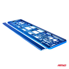 Moldura de matrícula azul metalizado para matrícula de uma linha
