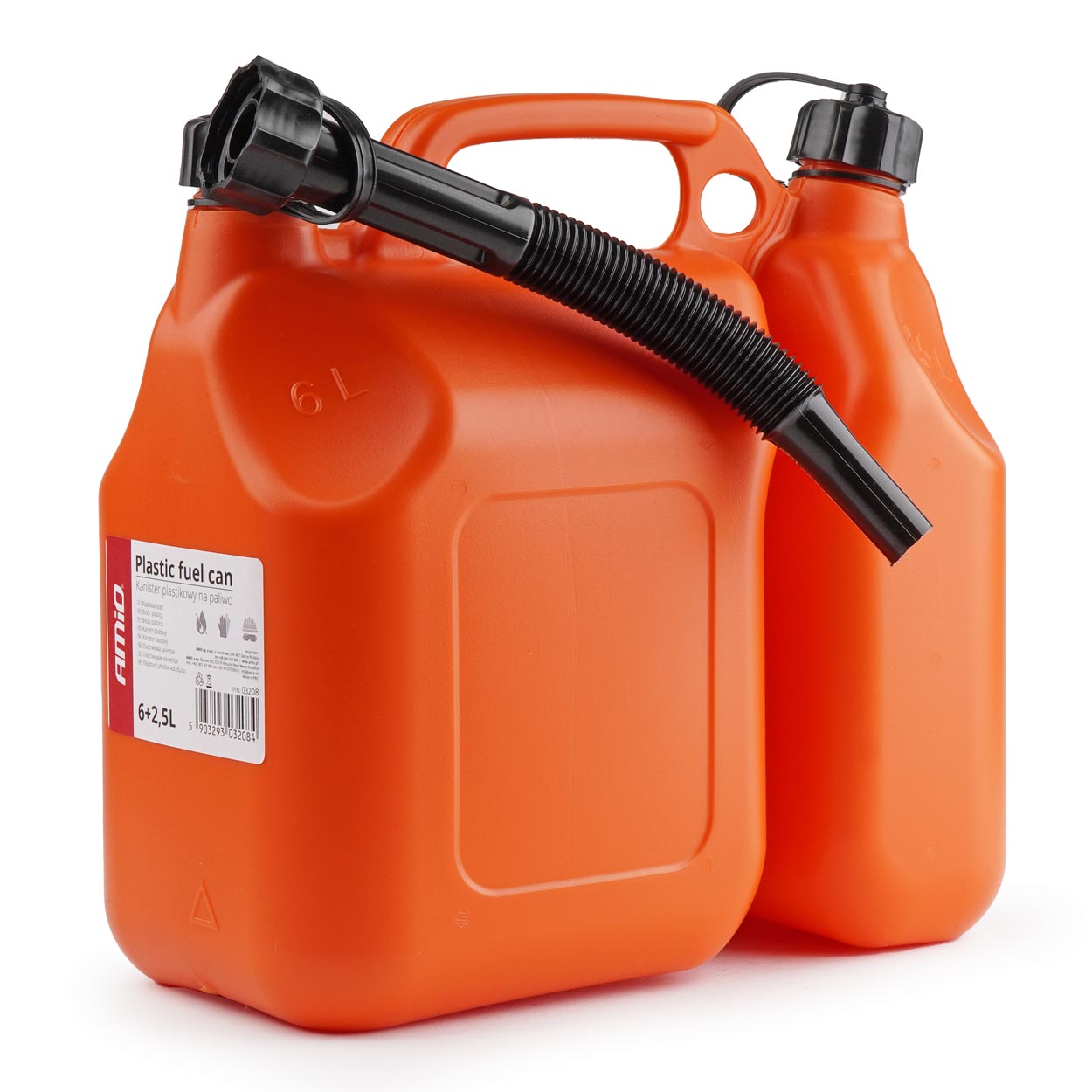 Dual plastic fuel can with two compartments
