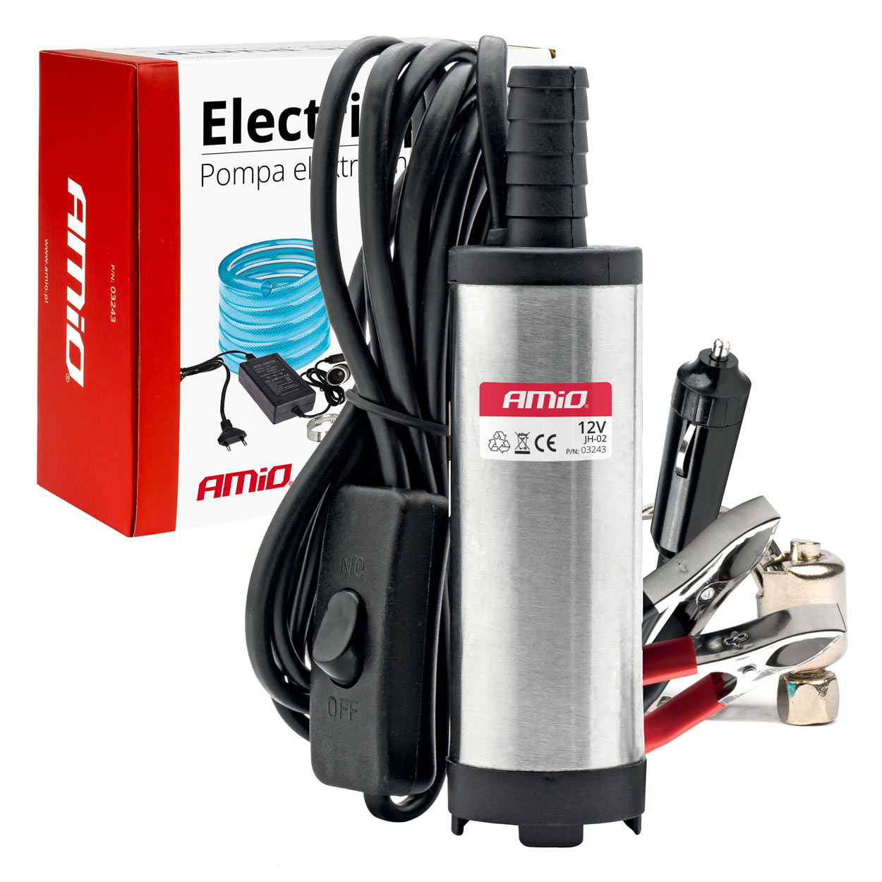 Merülő dízelszivattyú 12 V-os és 230 V-os adapterrel