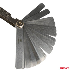Feeler gauge in hardened spring steel