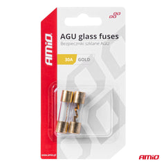 Fusibili in vetro AGU placcati oro da 30 A.