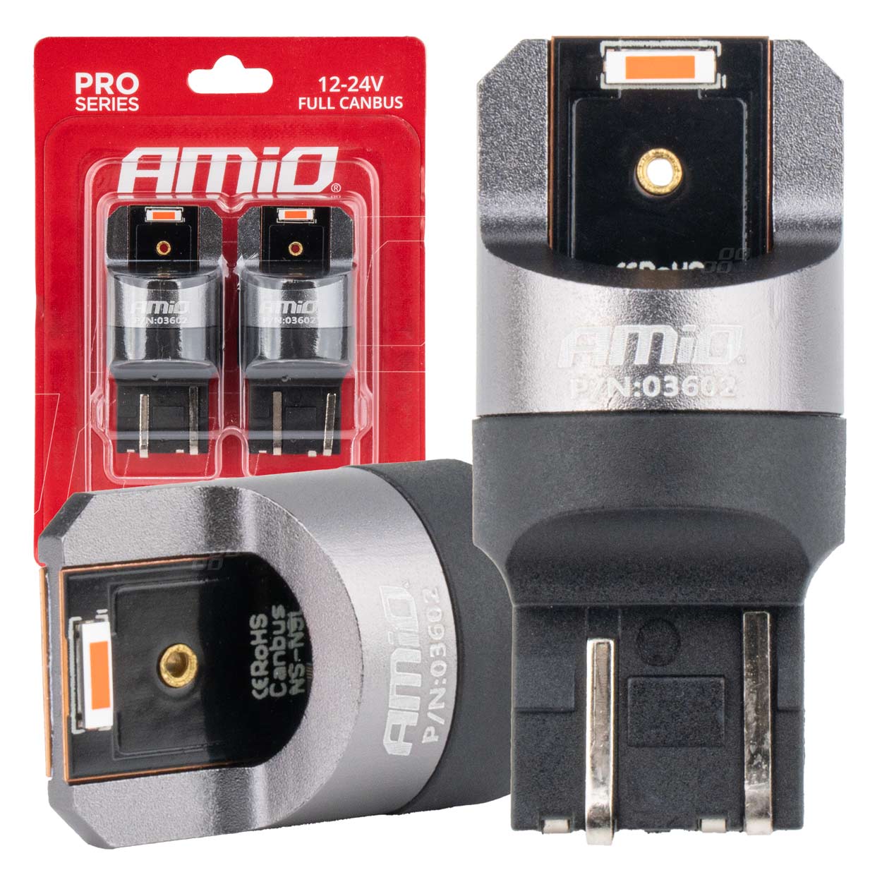 Røde W21/5W LED-pærer med CANBUS til 12/24 V