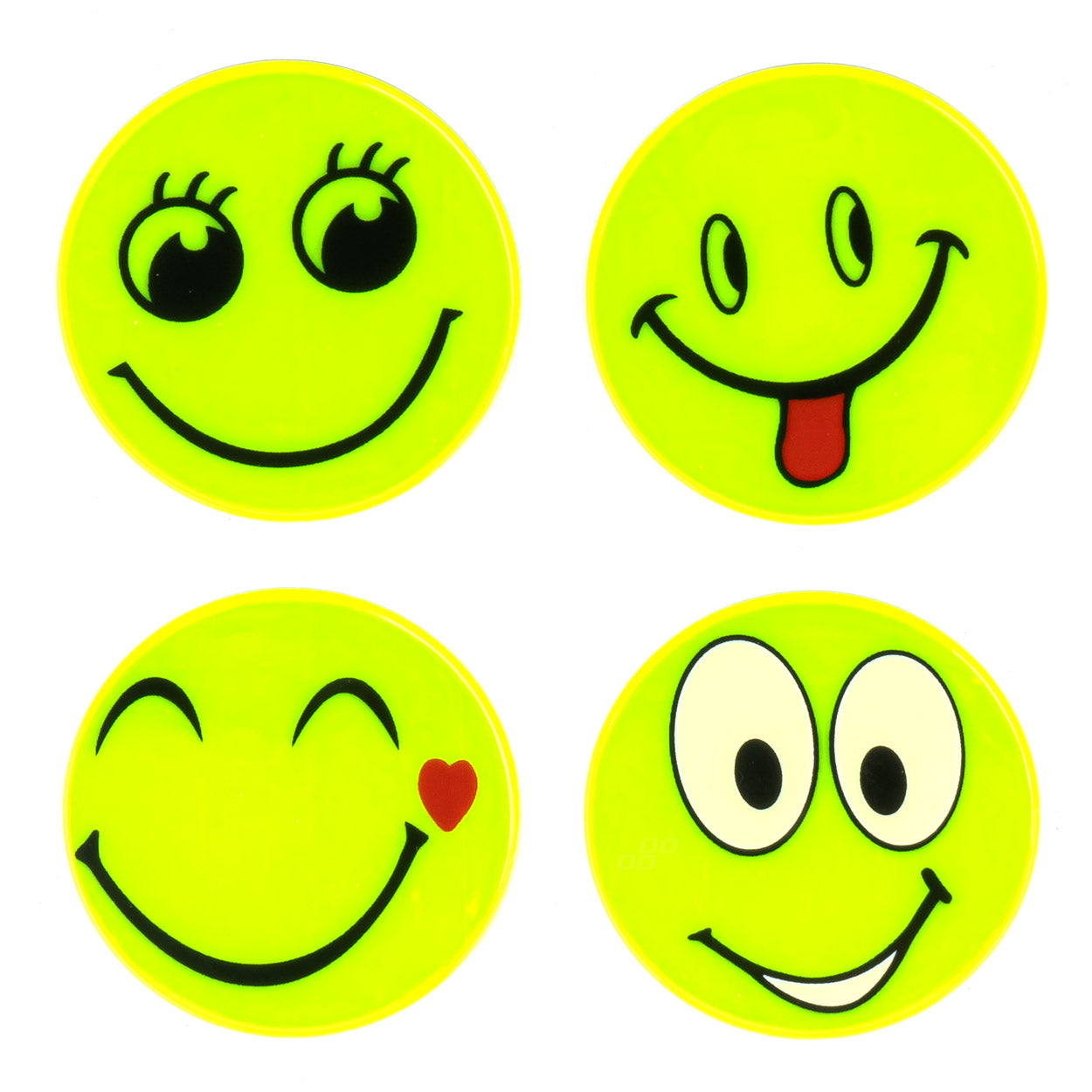 Fluorescerende smiley-klistermærker med reflekterende overflade