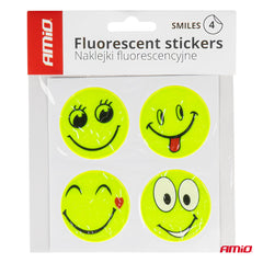 Fluorescerende smiley-klistermærker til rygsæk, cykel og tøj
