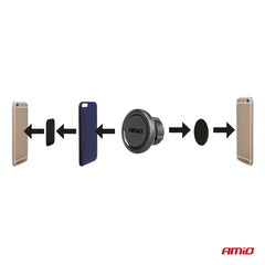 Mobilholder med magnetisk fastgørelse til instrumentbord