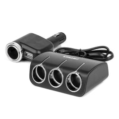 Triple stikdåse med USB-A og cigarettænderfunktion