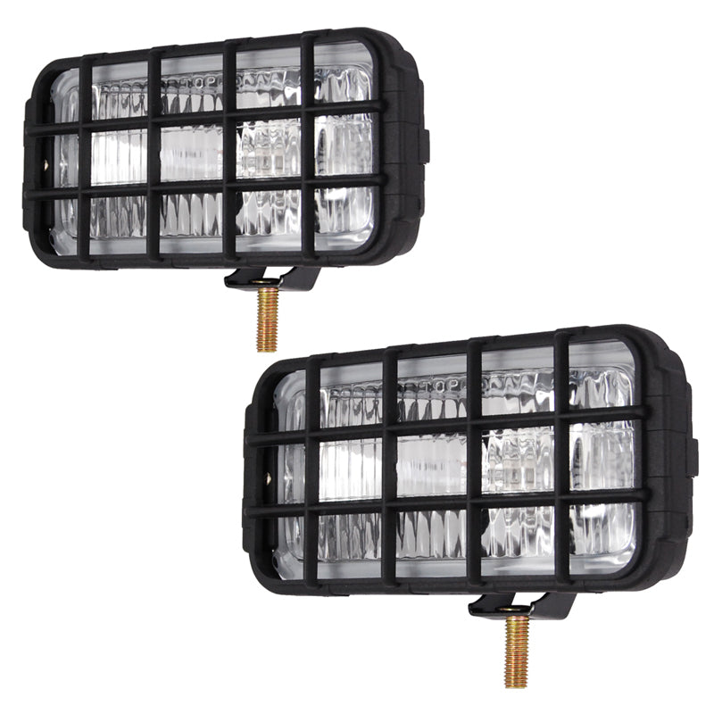 Rectangular H3 12V 55W spotlights with protection, 2 pcs