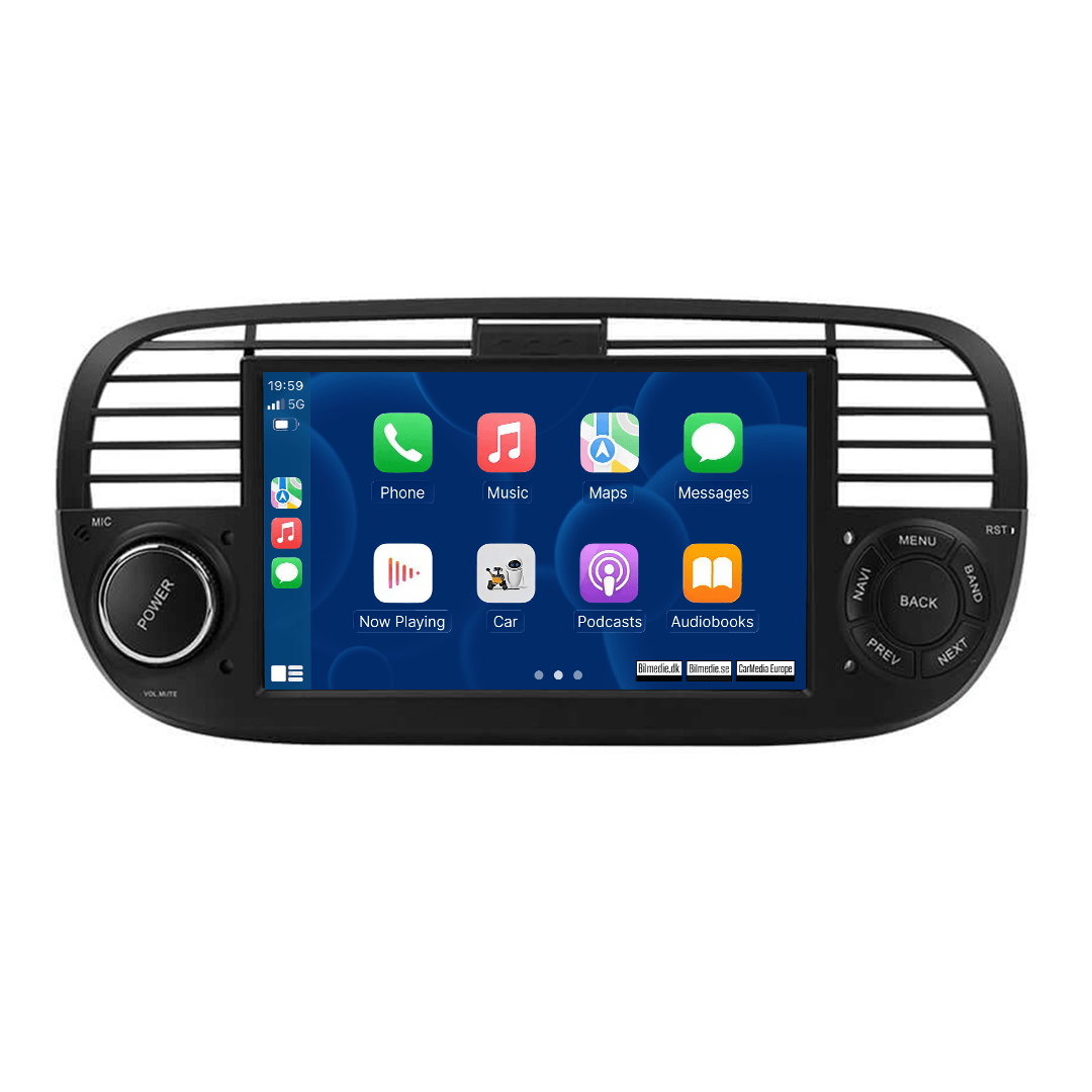 Fiat 500 07-15 - 7" radio z Apple CarPlay in Android Auto 