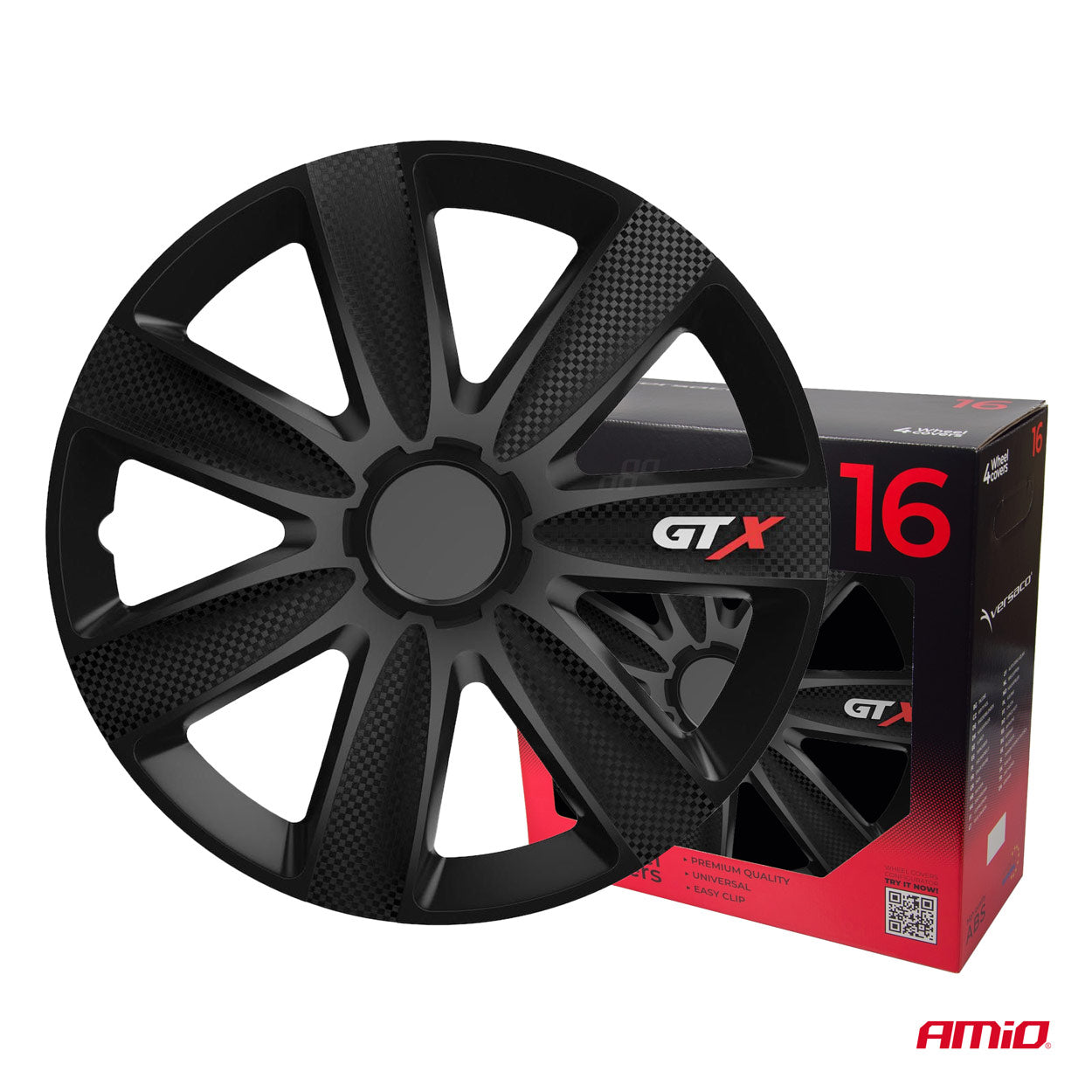 Détail de l’enjoliveur GTX finition noir carbone