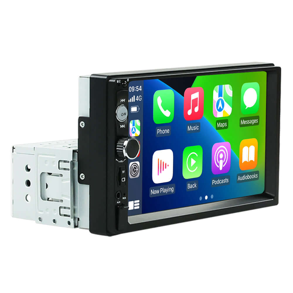 Universel - 7" 1-din radio m. Apple Carplay og Android Auto (kabel) – Bilmedie.dk