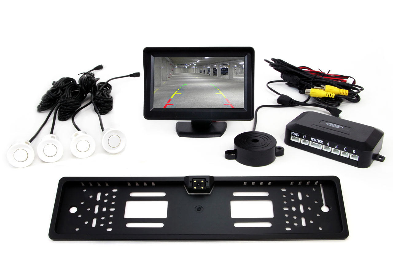 Parking assistance system with 4.3-inch TFT display, camera and white sensors