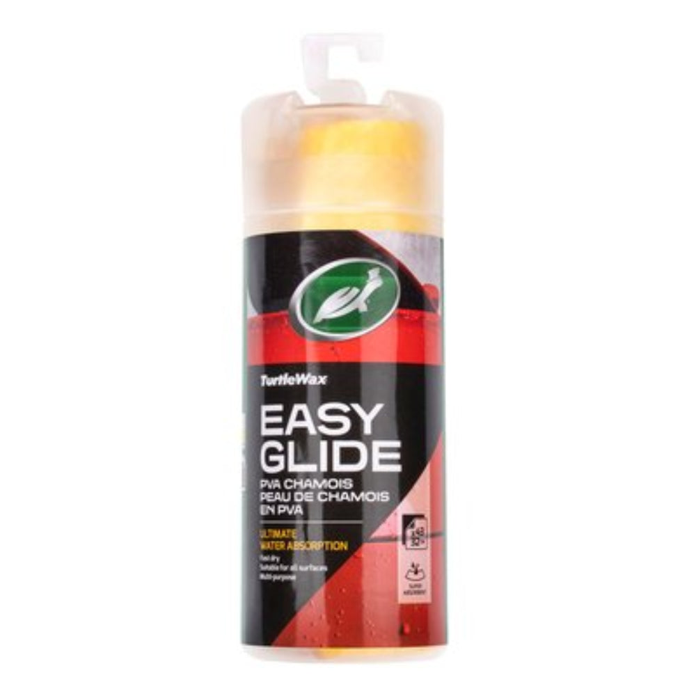 Turtle Wax Easy Glide Vaskeskind i plastbeholder med gult vaskeskind og tekst på emballagen.