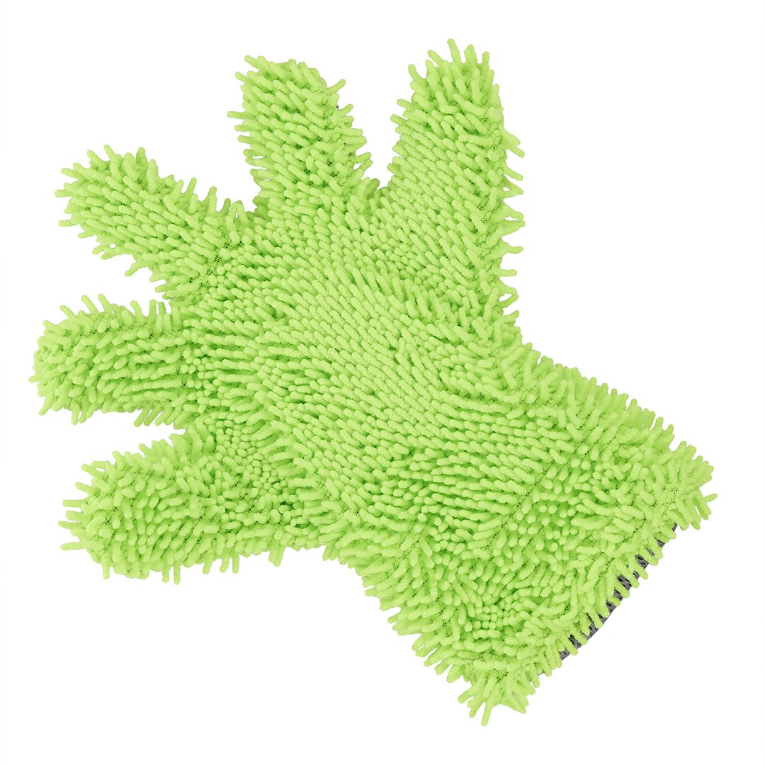 CARMOTION microfiber wash mitt with chenille fingers and mesh