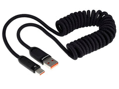 WAYME nabíjecí kabel USB-C se spirálovým designem v černé barvě, 50–180 cm