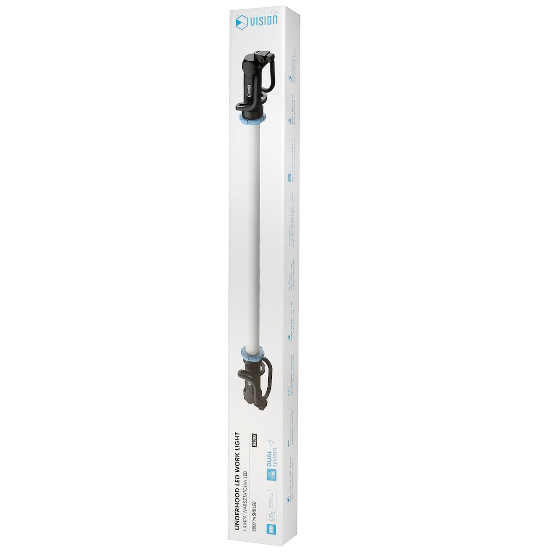 Werkstattleuchte mit verstellbarem Clipabstand von 130 bis 190 cm
